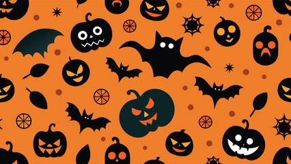 halloween seamless pattern with pumpkins