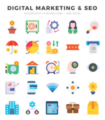 Set of DIGITAL MARKETING & SEO Icons. Simple line art style icons pack.for website and mobile site and apps.