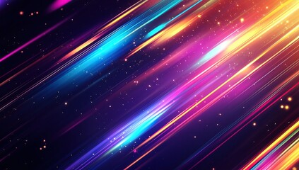 Obraz premium Colorful spectrum background with neon light stripes. Abstract motion blurred rainbow color gradient