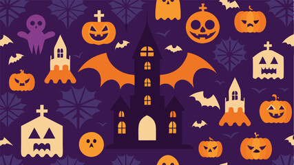 halloween seamless pattern with pumpkins