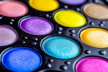 Bright neon eyeshadow palette featuring bold pink blue yellow and purple shades perfect for creative artistic makeup looks with high color impact