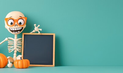 A skeleton in a unique Halloween greeting card 