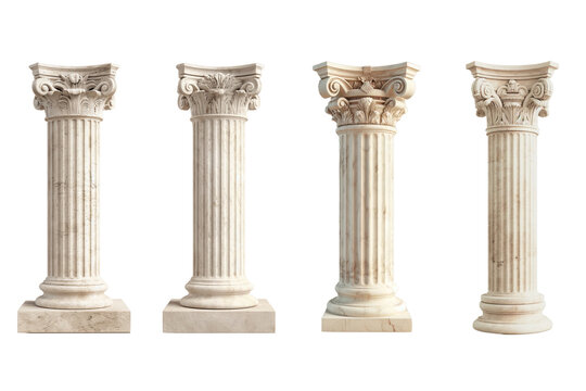 Ancient columns of pillar Greek Roman stone pile.	