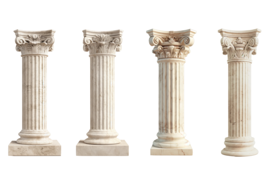 Ancient columns of pillar Greek Roman stone pile.	