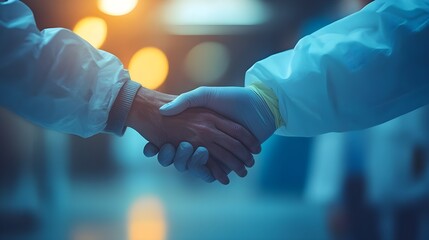 Patient with a serious condition receiving a vaccine, thoughtful doctor holding their hand for comfort, personal protective equipment, soft ambient lighting