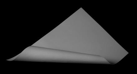 White paper flying, sheet falls and twists isolated on black, clipping path	