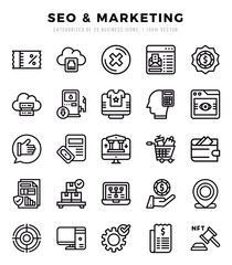 Vector SEO & Marketing types icon set in Lineal style. vector illustration.