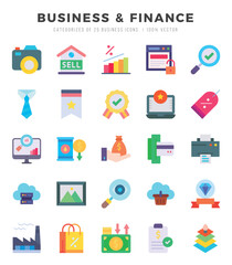 Simple Set of Business & Finance Related Vector Flat Icons.