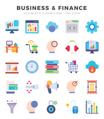 Business & Finance web icons in Flat style.