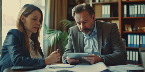 Financial advisor and consultation concept. Financial advisor showing plan of investment to client