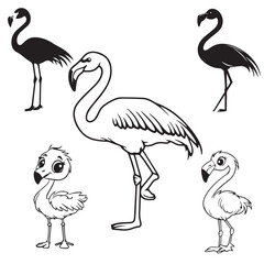 Obraz premium Simple line drawing of a flamingo, in the style of vector art