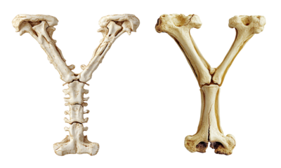 letter font "Y" made of bones and skulls for halloween parties and horror festivals