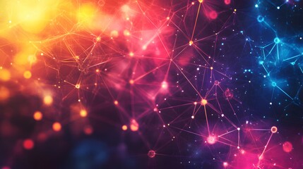 Template for science and technology presentation. Plexus style background. 