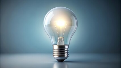 Lone light bulb is shining brightly on a dark blue background