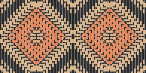 Abstract Ethnic Ikat Design Patternfolk Embroidery, Aztec Geometric Ornament Print. Design for Carpet, Wallpaper, Clothing, Wrapping, Fabric