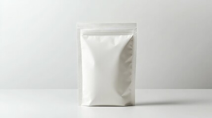 A clean white background featuring an eco-friendly paper pouch with a resealable top, ideal for food or snack packaging.