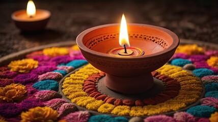 Terracotta Diwali Diya Lamp, generative AI