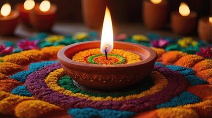Terracotta Diwali Diya Lamp, generative AI