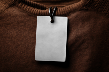 Clothing tag label png mockup, transparent design