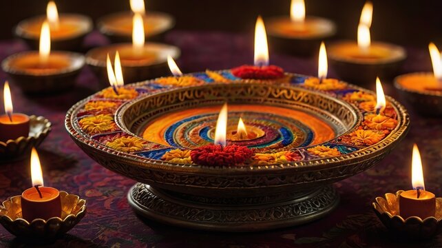 Terracotta Diwali Diya Lamp, generative AI