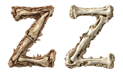 letter font "Z" made of bones and skulls for halloween parties and horror festivals
