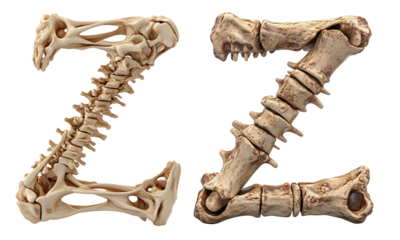 letter font "Z" made of bones and skulls for halloween parties and horror festivals