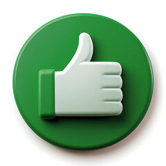 A green "like" icon, symbolizing approval, positivity, and environmental friendliness, typically used in eco-conscious designs.