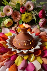 Terracotta Diwali Diya Lamp, generative AI