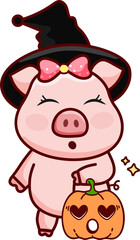 Cartoon Halloween Pig Doodle