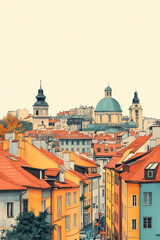 Fototapeta premium Sofia, Bulgaria, color pen pencil hand-drawn effect drawing illustration for travel poster, card, wallpaper, backdrop or banner. Modern, clear, artistic and simple