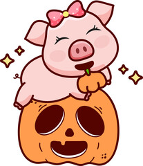 Cartoon Halloween Pig Doodle