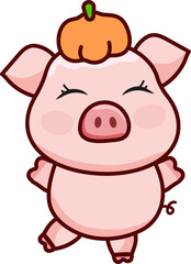 Cartoon Halloween Pig Doodle