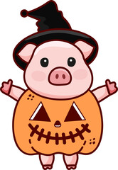 Cartoon Halloween Pig Doodle