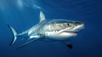Fototapeta premium A large shark is swimming in the ocean