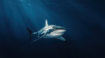 Fototapeta premium A shark is swimming in the ocean