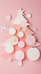 A pink tree with snowflakes on it