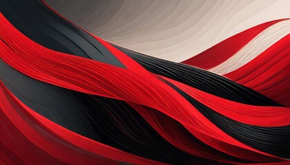 Dynamic abstract art featuring red and black wavy lines, creating a bold and captivating background. The wavy shapes form a fluid and energetic composition, blending the intensity of red 