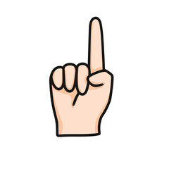 vector illustration of raised one finger, good for counting number, point with index finger