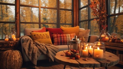 Obraz premium Cozy Autumn Interior with Warm Lighting