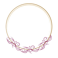Vector round autumn floral frame with ivy leaves decoration. Vintage style ivy stems wreath.