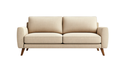 Elegant beige sofa with modern design, perfect for home decor. PNG