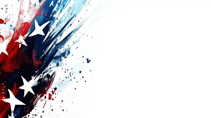 Independence and Patriotism with an American Flag Side Border and Corner Design on a White Gradient Background