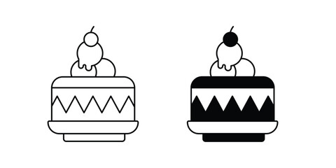 cake set icon with white background vector stock illustration