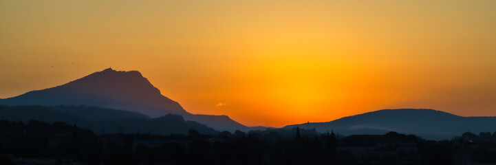 Sainte Victoire mountain in the light of an autumn morning