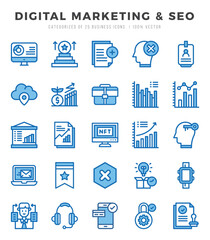 Digital Marketing & SEO web icons in Two Color style.