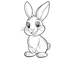 Easter bunny rabbit, Sitting rabbit vector, Rabbit outline character