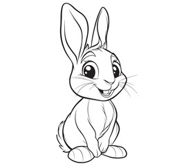Easter bunny rabbit, Sitting rabbit vector, Rabbit outline character