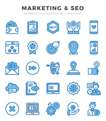 Marketing & SEO elements. Two Color web icon set. Simple vector illustration.