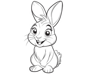 Easter bunny rabbit, Sitting rabbit vector, Rabbit outline character