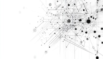 Line art illustration depicting an abstract background of technical data information exchange
